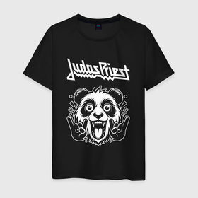 Мужская футболка хлопок с принтом Judas Priest rock panda в Санкт-Петербурге, 100% хлопок | прямой крой, круглый вырез горловины, длина до линии бедер, слегка спущенное плечо. | 