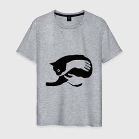 Мужская футболка хлопок с принтом Котик на ручках в Тюмени, 100% хлопок | прямой крой, круглый вырез горловины, длина до линии бедер, слегка спущенное плечо. | 