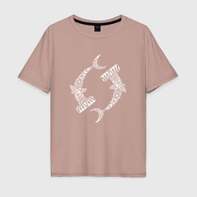 Мужская футболка хлопок Oversize с принтом Акула молот узор в Тюмени, 100% хлопок | свободный крой, круглый ворот, “спинка” длиннее передней части | 