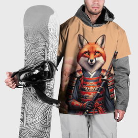 Накидка на куртку 3D с принтом Лис   самурай в Курске, 100% полиэстер |  | Тематика изображения на принте: 