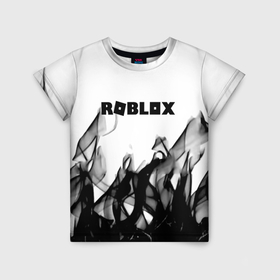 Детская футболка 3D с принтом Roblox flame текстура в Кировске, 100% гипоаллергенный полиэфир | прямой крой, круглый вырез горловины, длина до линии бедер, чуть спущенное плечо, ткань немного тянется | 