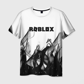 Мужская футболка 3D с принтом Roblox flame текстура в Санкт-Петербурге, 100% полиэфир | прямой крой, круглый вырез горловины, длина до линии бедер | Тематика изображения на принте: 