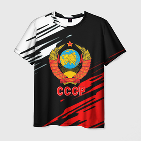 Мужская футболка 3D с принтом СССР краски текстура в Новосибирске, 100% полиэфир | прямой крой, круглый вырез горловины, длина до линии бедер | 