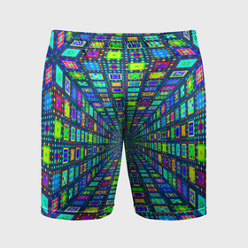 Мужские шорты спортивные с принтом Абстрактный узор коридор из разноцветных квадратов ,  |  | 