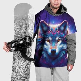 Накидка на куртку 3D с принтом Волк и звезды в Кировске, 100% полиэстер |  | Тематика изображения на принте: 