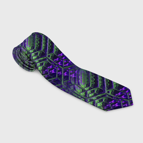 Галстук 3D с принтом Фиолетово зеленые ромбики , 100% полиэстер | Длина 148 см; Плотность 150-180 г/м2 | Тематика изображения на принте: 