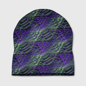 Шапка 3D с принтом Фиолетово зеленые ромбики , 100% полиэстер | универсальный размер, печать по всей поверхности изделия | 