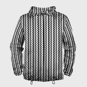 Мужская ветровка 3D с принтом Волнистые полосы серый в Петрозаводске, 100% полиэстер | подол и капюшон оформлены резинкой с фиксаторами, два кармана без застежек по бокам, один потайной карман на груди | 