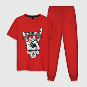 Мужская пижама хлопок с принтом Metallica hand в Белгороде, 100% хлопок | брюки и футболка прямого кроя, без карманов, на брюках мягкая резинка на поясе и по низу штанин
 | 
