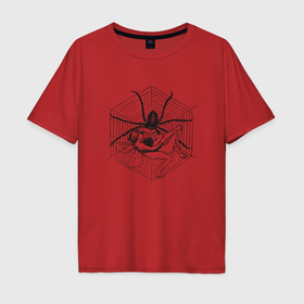 Мужская футболка хлопок Oversize с принтом Паук паутина в Тюмени, 100% хлопок | свободный крой, круглый ворот, “спинка” длиннее передней части | 