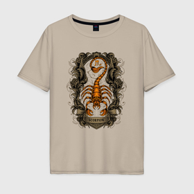Мужская футболка хлопок Oversize с принтом Скорпион   астрологический знак , 100% хлопок | свободный крой, круглый ворот, “спинка” длиннее передней части | Тематика изображения на принте: 