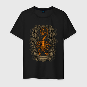 Мужская футболка хлопок с принтом Скорпион   астрологический знак , 100% хлопок | прямой крой, круглый вырез горловины, длина до линии бедер, слегка спущенное плечо. | Тематика изображения на принте: 
