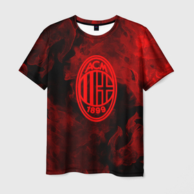 Мужская футболка 3D с принтом Милан огненый стиль в Тюмени, 100% полиэфир | прямой крой, круглый вырез горловины, длина до линии бедер | Тематика изображения на принте: 