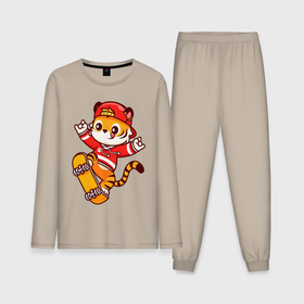 Мужская пижама с лонгсливом хлопок с принтом Skater teen tiger в Курске,  |  | Тематика изображения на принте: 