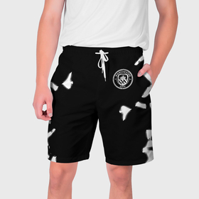 Мужские шорты 3D с принтом Manchester City sport в Екатеринбурге,  полиэстер 100% | прямой крой, два кармана без застежек по бокам. Мягкая трикотажная резинка на поясе, внутри которой широкие завязки. Длина чуть выше колен | 
