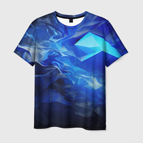 Мужская футболка 3D с принтом Black and blue abstract background в Белгороде, 100% полиэфир | прямой крой, круглый вырез горловины, длина до линии бедер | Тематика изображения на принте: 