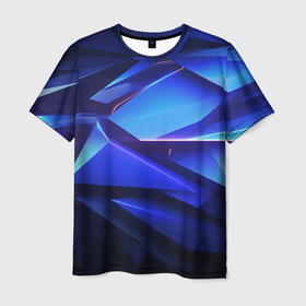 Мужская футболка 3D с принтом Black and blue abstract background  sport  style в Новосибирске, 100% полиэфир | прямой крой, круглый вырез горловины, длина до линии бедер | Тематика изображения на принте: 