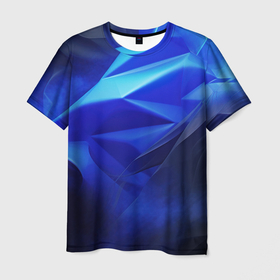 Мужская футболка 3D с принтом Black and blue abstract  background  sport  style в Курске, 100% полиэфир | прямой крой, круглый вырез горловины, длина до линии бедер | 