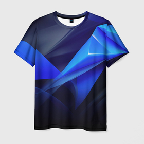 Мужская футболка 3D с принтом Темный синий фон  спортивный  стиль  абстракт в Белгороде, 100% полиэфир | прямой крой, круглый вырез горловины, длина до линии бедер | 