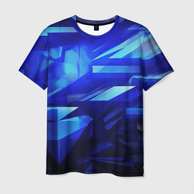 Мужская футболка 3D с принтом Abstract blue black background sport  style в Белгороде, 100% полиэфир | прямой крой, круглый вырез горловины, длина до линии бедер | Тематика изображения на принте: 