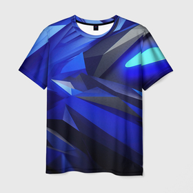 Мужская футболка 3D с принтом Abstract blue black  background  sport  style , 100% полиэфир | прямой крой, круглый вырез горловины, длина до линии бедер | Тематика изображения на принте: 