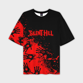Мужская футболка oversize 3D с принтом Silent hill logo game pattern steel в Петрозаводске,  |  | Тематика изображения на принте: 