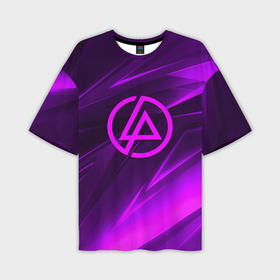 Мужская футболка oversize 3D с принтом Linkin park neon stripes logo ,  |  | 
