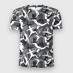 Мужская футболка 3D Slim с принтом Гимнастика   камуфляж в Кировске, 100% полиэстер с улучшенными характеристиками | приталенный силуэт, круглая горловина, широкие плечи, сужается к линии бедра | 