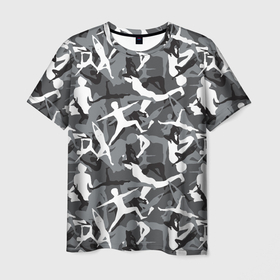 Мужская футболка 3D с принтом Гимнастика   камуфляж , 100% полиэфир | прямой крой, круглый вырез горловины, длина до линии бедер | 