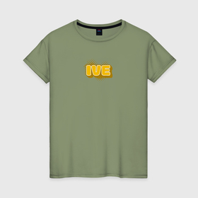 Женская футболка хлопок с принтом Ive K pop в Курске, 100% хлопок | прямой крой, круглый вырез горловины, длина до линии бедер, слегка спущенное плечо | 