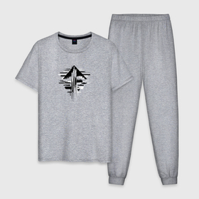 Мужская пижама хлопок с принтом Алгоритмические пейзажи , 100% хлопок | брюки и футболка прямого кроя, без карманов, на брюках мягкая резинка на поясе и по низу штанин
 | 