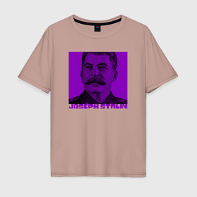 Мужская футболка хлопок Oversize с принтом Joseph Stalin в Тюмени, 100% хлопок | свободный крой, круглый ворот, “спинка” длиннее передней части | 