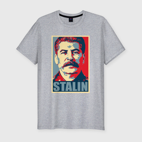 Мужская футболка хлопок Slim с принтом Face Stalin в Курске, 92% хлопок, 8% лайкра | приталенный силуэт, круглый вырез ворота, длина до линии бедра, короткий рукав | 