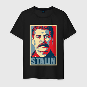Мужская футболка хлопок с принтом Face Stalin в Тюмени, 100% хлопок | прямой крой, круглый вырез горловины, длина до линии бедер, слегка спущенное плечо. | 