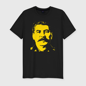 Мужская футболка хлопок Slim с принтом Yellow Stalin , 92% хлопок, 8% лайкра | приталенный силуэт, круглый вырез ворота, длина до линии бедра, короткий рукав | 