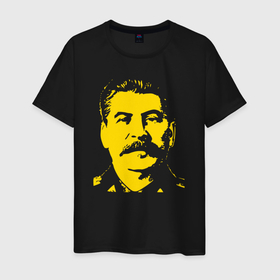 Мужская футболка хлопок с принтом Yellow Stalin , 100% хлопок | прямой крой, круглый вырез горловины, длина до линии бедер, слегка спущенное плечо. | 