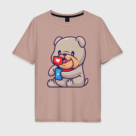 Мужская футболка хлопок Oversize с принтом Like dog в Санкт-Петербурге, 100% хлопок | свободный крой, круглый ворот, “спинка” длиннее передней части | Тематика изображения на принте: 