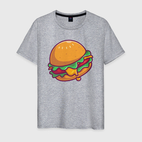 Мужская футболка хлопок с принтом Burger в Курске, 100% хлопок | прямой крой, круглый вырез горловины, длина до линии бедер, слегка спущенное плечо. | 