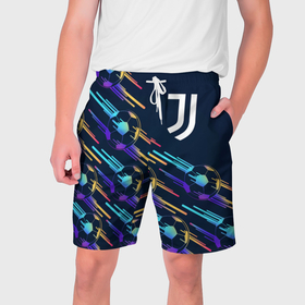 Мужские шорты 3D с принтом Juventus градиентные мячи в Петрозаводске,  полиэстер 100% | прямой крой, два кармана без застежек по бокам. Мягкая трикотажная резинка на поясе, внутри которой широкие завязки. Длина чуть выше колен | 
