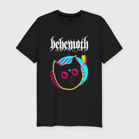 Мужская футболка хлопок Slim с принтом Behemoth rock star cat в Санкт-Петербурге, 92% хлопок, 8% лайкра | приталенный силуэт, круглый вырез ворота, длина до линии бедра, короткий рукав | 
