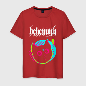 Мужская футболка хлопок с принтом Behemoth rock star cat в Курске, 100% хлопок | прямой крой, круглый вырез горловины, длина до линии бедер, слегка спущенное плечо. | 