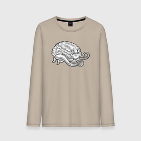 Мужской лонгслив хлопок с принтом Мозг осьминога в Белгороде, 100% хлопок |  | Тематика изображения на принте: 