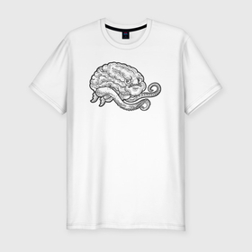 Мужская футболка хлопок Slim с принтом Мозг осьминога , 92% хлопок, 8% лайкра | приталенный силуэт, круглый вырез ворота, длина до линии бедра, короткий рукав | Тематика изображения на принте: 