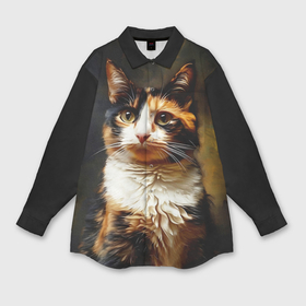 Мужская рубашка oversize 3D с принтом Ситцевая кошка в Тюмени,  |  | 