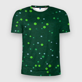 Мужская футболка 3D Slim с принтом Прикольный горошек зелёный в Новосибирске, 100% полиэстер с улучшенными характеристиками | приталенный силуэт, круглая горловина, широкие плечи, сужается к линии бедра | 