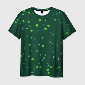 Мужская футболка 3D с принтом Прикольный горошек зелёный в Кировске, 100% полиэфир | прямой крой, круглый вырез горловины, длина до линии бедер | 