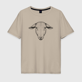 Мужская футболка хлопок Oversize с принтом Голова овцы , 100% хлопок | свободный крой, круглый ворот, “спинка” длиннее передней части | 