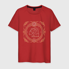 Мужская футболка хлопок с принтом Водолей   астрологический знак в Петрозаводске, 100% хлопок | прямой крой, круглый вырез горловины, длина до линии бедер, слегка спущенное плечо. | 