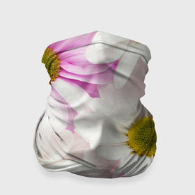 Бандана-труба 3D с принтом Белые и розовые хризантемы Гималаи , 100% полиэстер, ткань с особыми свойствами — Activecool | плотность 150‒180 г/м2; хорошо тянется, но сохраняет форму | 
