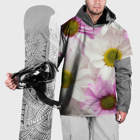 Накидка на куртку 3D с принтом Белые и розовые хризантемы Гималаи , 100% полиэстер |  | 